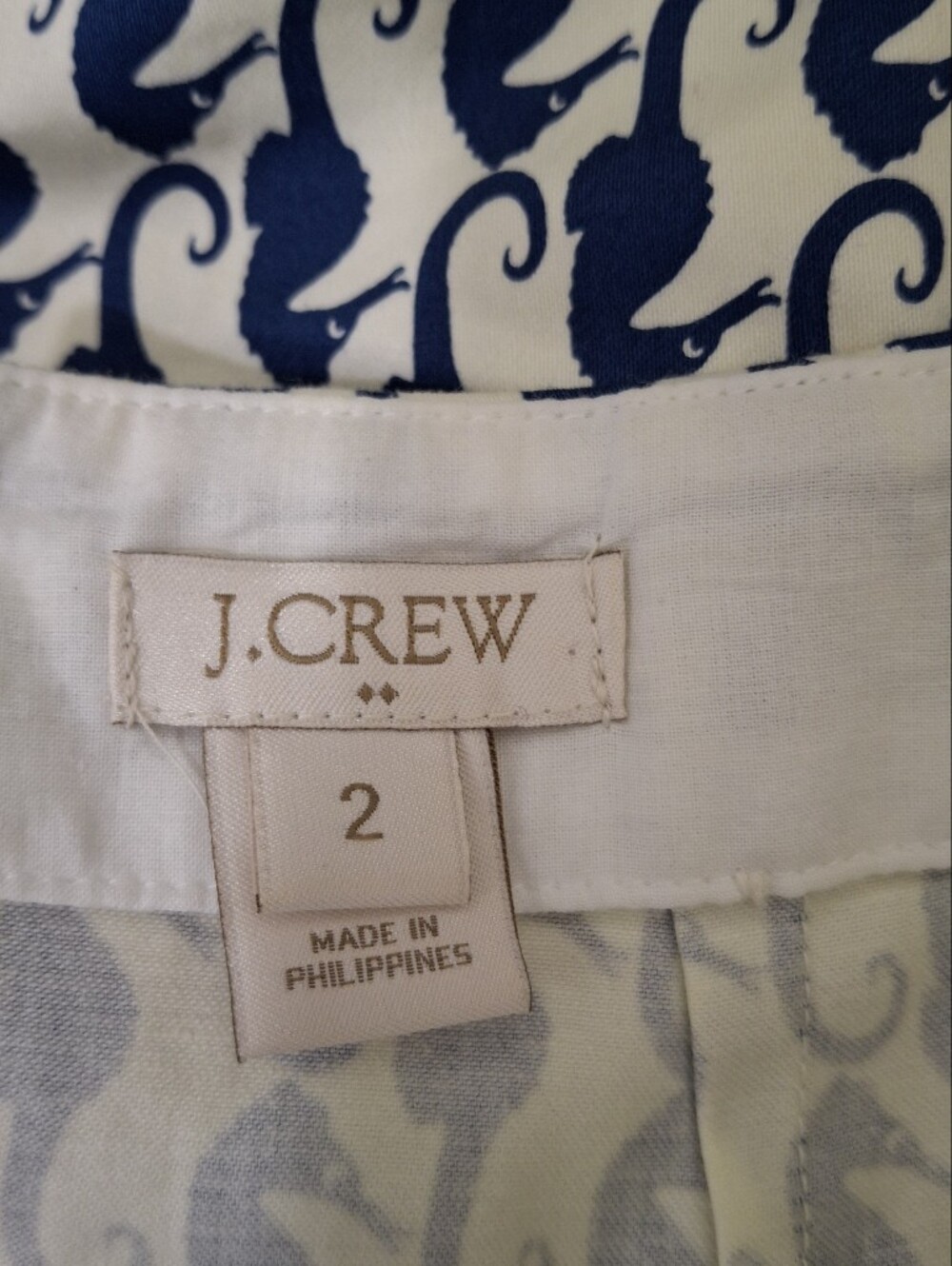 J. Crew Navy and White Seahorse-Pattern Mini Skirt, Size 2 - Picture 4 of 7